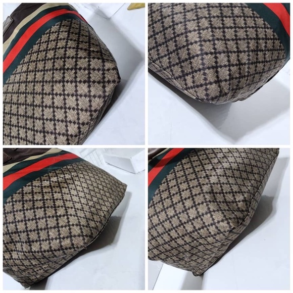 Authentic Gucci Diamante Canvas Web Shopping Tote Bag Brown/Beige - Picture 9 of 15